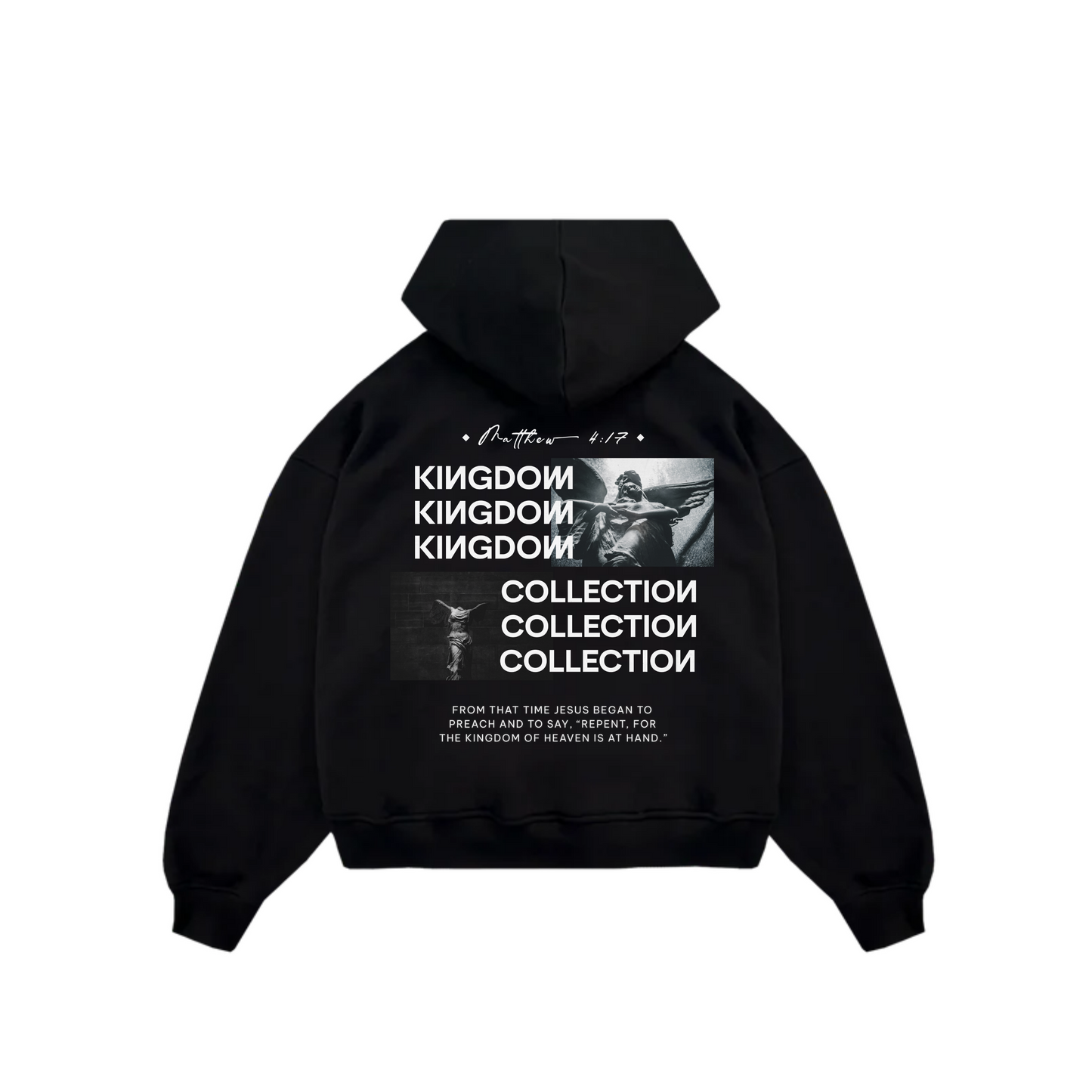 Oversized Hoodie - "Angels in Heaven" BLACK CLASSIC
