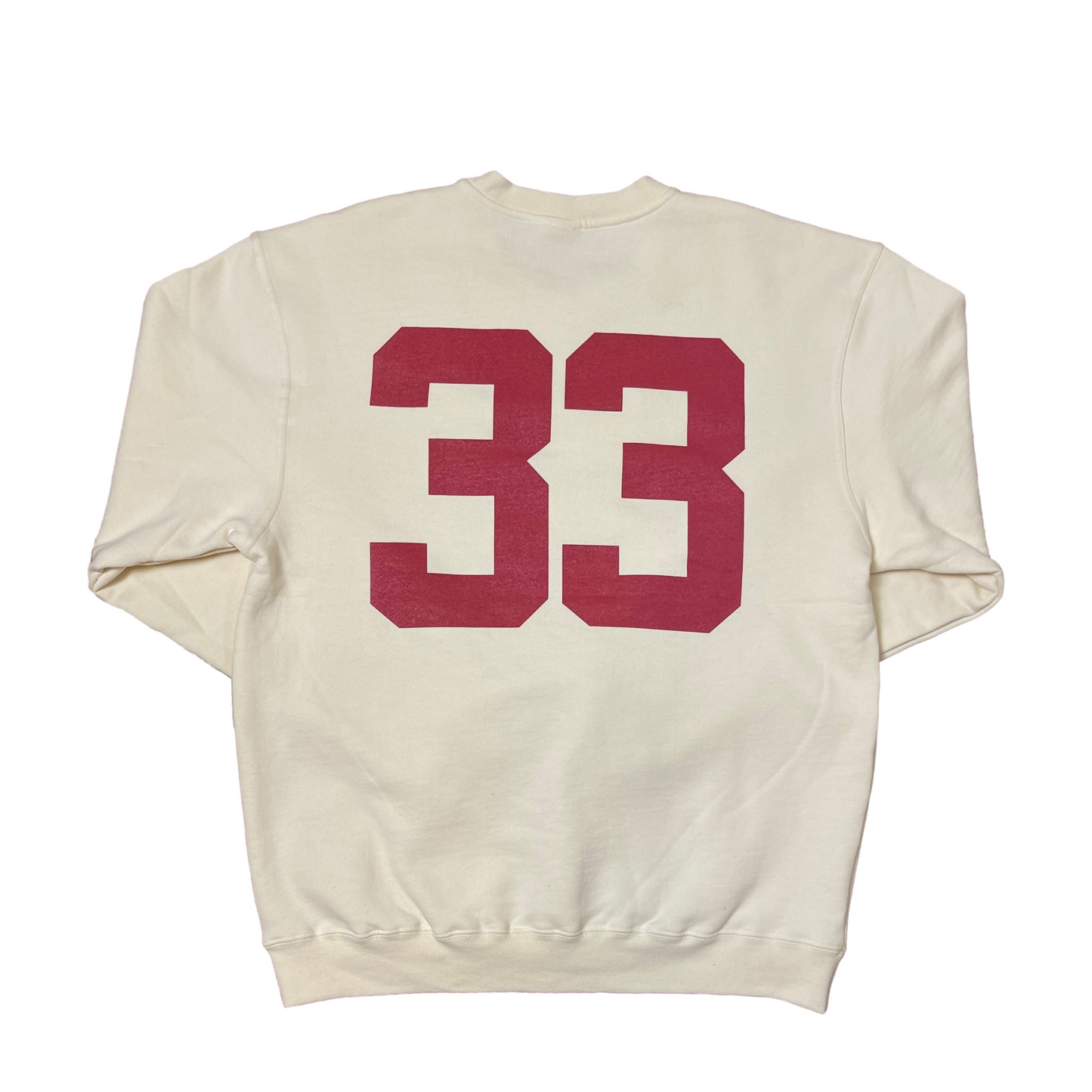 Oversized Heavyweight 10 oz - "JESUS VARSITY SWEATER" Crewneck Burgundy on Cream Front & Back Design