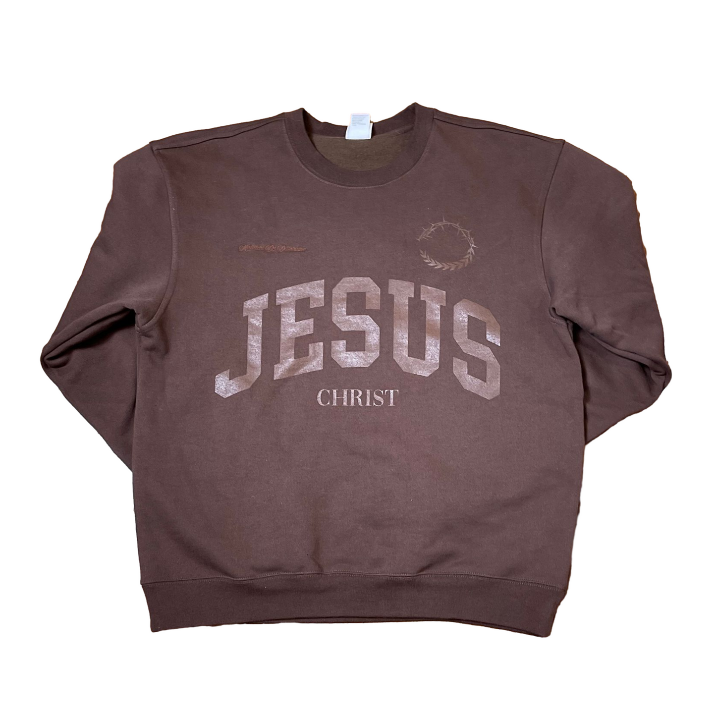 Oversized Heavyweight 10 oz - "JESUS VARSITY SWEATER" Crewneck Tone on Tone Front & Back Design (Copy)