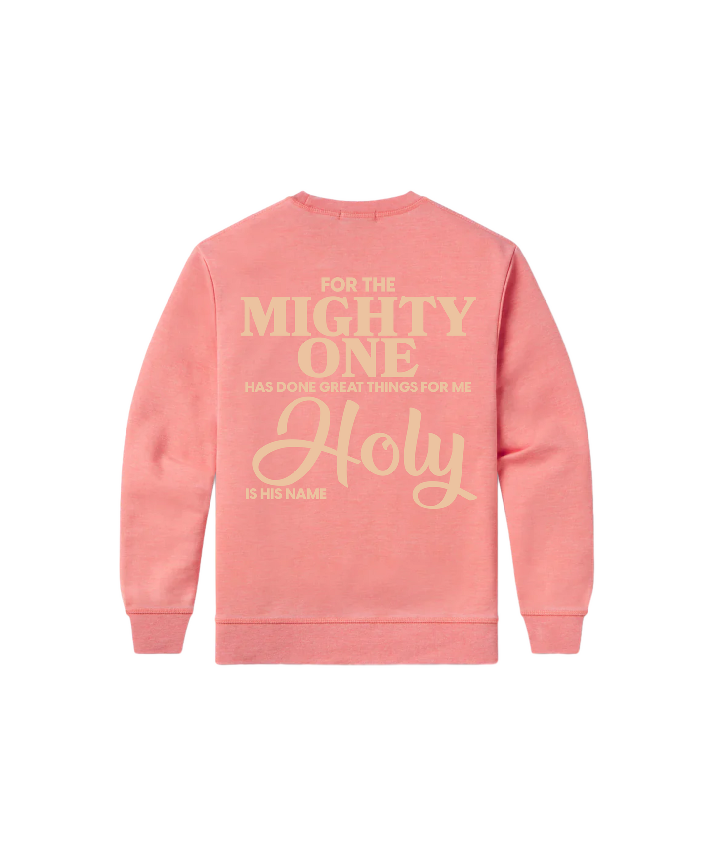 Oversized Heavyweight 10 oz - "JESUS VARSITY SWEATER" Crewneck Peachy Pink on Mauve Front & Back Design