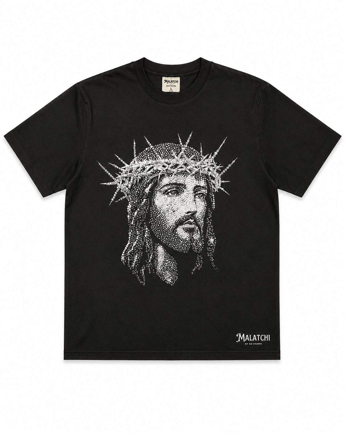 Oversized Off-Black “Crown of Glory” T-Shirt with Rhinestone details