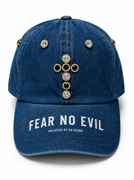 Fear No Evil Denim Crown Jewel Hat