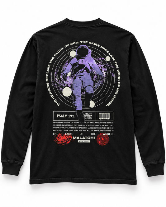 Heavyweight Long Sleeve T-Shirt - "The Heavens Declare" (Purple Galaxy)