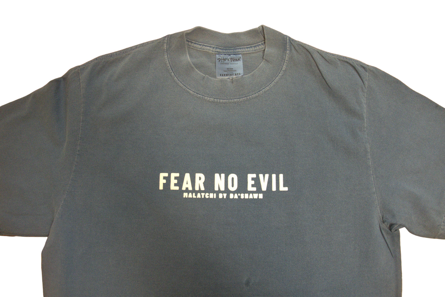 Fear No Evil - Demin Blue/Clay Red on a Max Heavyweight Oversize fit Tee