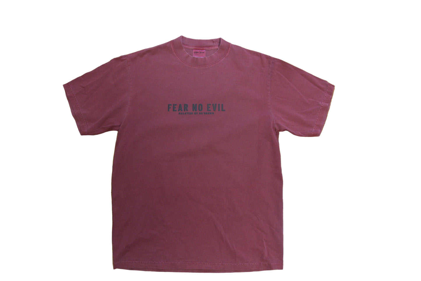 Fear No Evil - Demin Blue/Clay Red on a Max Heavyweight Oversize fit Tee