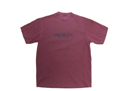 Fear No Evil - Demin Blue/Clay Red on a Max Heavyweight Oversize fit Tee
