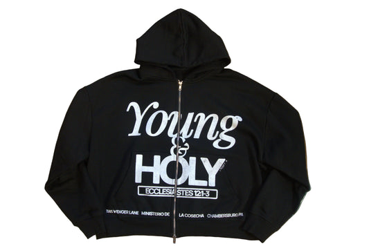 Young & Holy - Heavy Weight Zip-Up Hoodie Boxy Fit (Glows in the Dark)