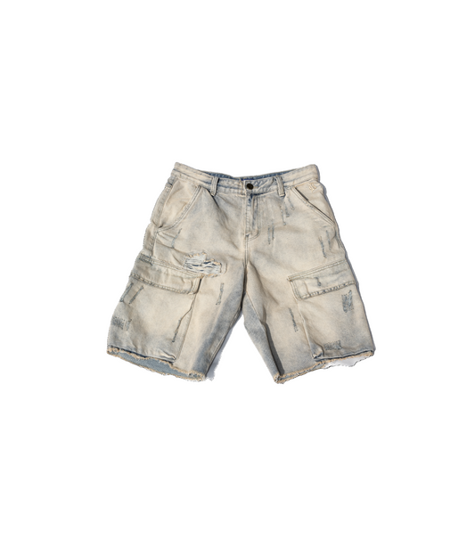 Baggy Fit Desert Color Cargo Jean Shorts