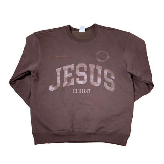 Oversized Heavyweight 10 oz - "JESUS VARSITY SWEATER" Crewneck Tone on Tone Front & Back Design (Copy)