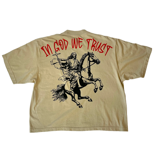 Oversized, Boxy Fit with Drop-shoulders T-Shirt - "In God We Trust"